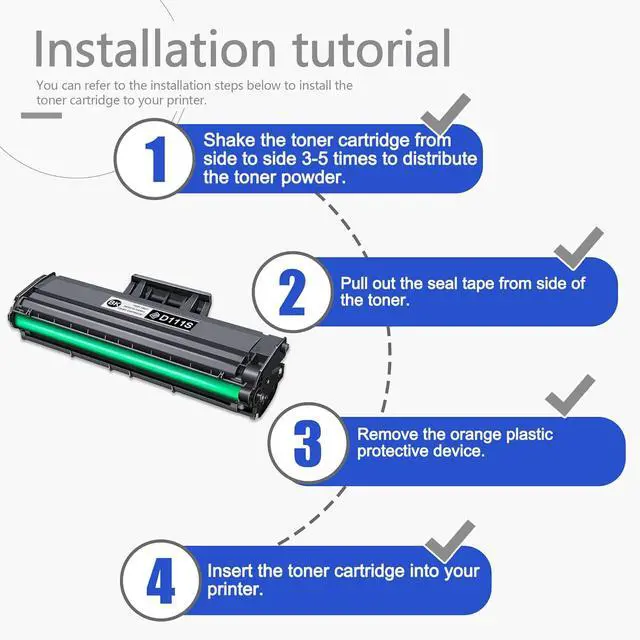 Alt view image 6 of 7 - MLT-D111S D111S Black Toner Cartridge Replacement for Samsung D111S MLT-D111S 111S Toner for Xpress M2020 M2020W M2022 M2022W M2070 M2070F Printer Toner (1-Pack)