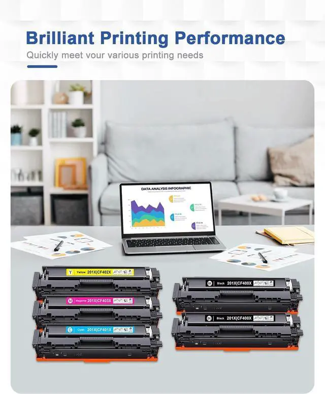 Alt view image 6 of 7 - 201X High-Yield Toner Cartridge | Replacement for HP CF400X-403X Compatible with Color LaserJ Pro M252dw, MFP M277dw/c6 5-Pack (2Black/1Cyan/1Yellow/1Magenta) Full Set