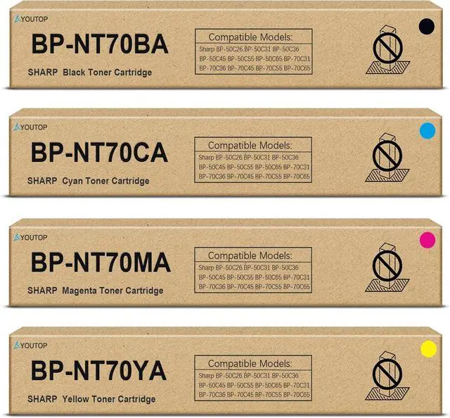 Main image of 4PK BPNT70 BP-NT70 Toner Cartridge BP-NT70BA BP-NT70CA BP-NT70MA BP-NT70YA Color Set Replacement for Sharp BP-50C26 BP-50C31 BP-50C36 BP-50C45 BP-70C31 BP-70C36 BP-70C45 Printers