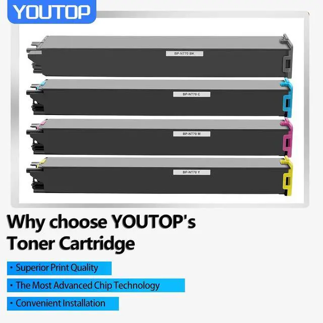 Alt view image 4 of 7 - 4PK BPNT70 BP-NT70 Toner Cartridge BP-NT70BA BP-NT70CA BP-NT70MA BP-NT70YA Color Set Replacement for Sharp BP-50C26 BP-50C31 BP-50C36 BP-50C45 BP-70C31 BP-70C36 BP-70C45 Printers