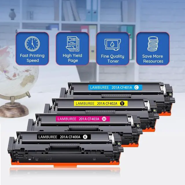 Alt view image 6 of 7 - 4 Pack 201A Toner Cartridge Set with Chip Replacement for Color Pro M252dw Pro M252n Pro MFP M277n Pro MFP M277dw Pro MFP M277c6 Pro MFP M274n Black Yellow Cyan Magenta