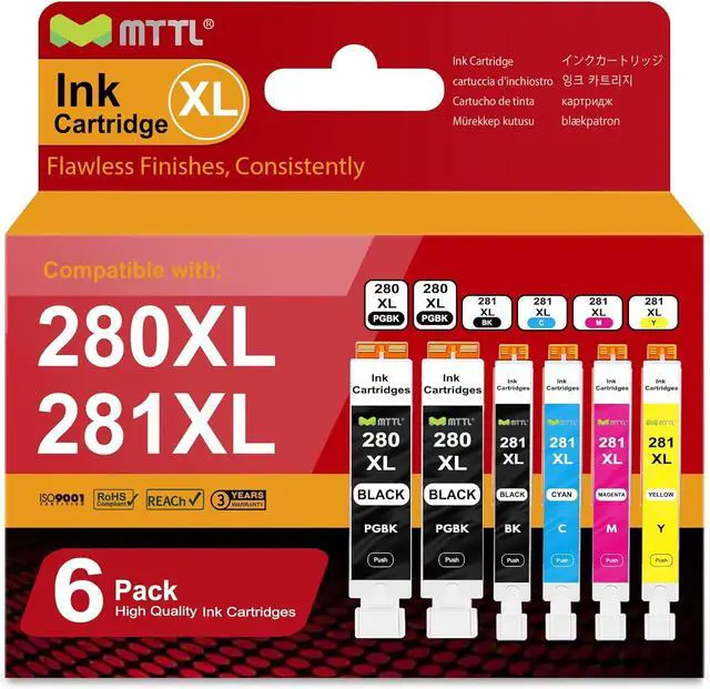 Main image of PGI-280XL CLI-281XL Ink Cartridges (6-Pack) - Replacement for Canon 280 281 Ink Cartridges 280XL 281XL Ink for with Pixma TR8620 TR8620a TS6320 TR7520 TS6120 TS6220 TS8220 Printer - High Yield XL