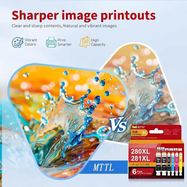 Alt view image 4 of 7 - PGI-280XL CLI-281XL Ink Cartridges (6-Pack) - Replacement for Canon 280 281 Ink Cartridges 280XL 281XL Ink for with Pixma TR8620 TR8620a TS6320 TR7520 TS6120 TS6220 TS8220 Printer - High Yield XL