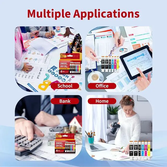 Alt view image 7 of 7 - PGI-280XL CLI-281XL Ink Cartridges (6-Pack) - Replacement for Canon 280 281 Ink Cartridges 280XL 281XL Ink for with Pixma TR8620 TR8620a TS6320 TR7520 TS6120 TS6220 TS8220 Printer - High Yield XL