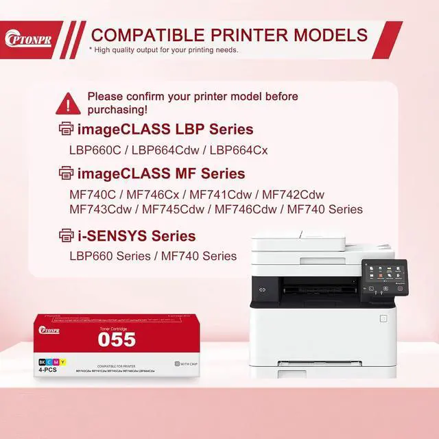 Alt view image 2 of 7 - 055 Toner Cartridge Set MF743Cdw MF741Cdw Replacement for Canon 055 Toner Cartridge Set CRG055 Color ImageCLASS MF743Cdw Color ImageCLASS MF741Cdw MF745Cdw MF746Cdw LBP664Cdw Printer-4 Pack
