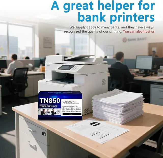 Alt view image 7 of 7 - TN850 High Yield Toner Cartridge Black 2-Pack Replacement for Brother TN-850 TN 850 Toner for HL-L6200DWT L5200DW L5100DN MFC-L5800DW L5700DW L6700DW L6800DW Printer Up to 8,500 Pages