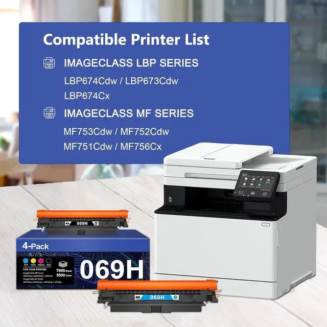 Alt view image 2 of 7 - 069H Toner MF753Cdw Toner Cartridges Replacement for Canon 069 069H Toner Cartridge Set for Color ImageCLASS Mf753cdw MF751cdw MF752cdw LBP674cdw MF753 Printer , 4-Pack