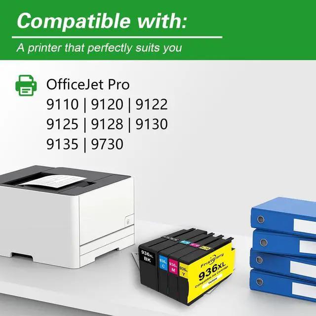 Alt view image 2 of 6 - 936XL 936e Ink Cartridges (4-Pack, Black/Cyan/Magenta/Yellow) Compatible Ink Replacement for HP 936XL 936e 936 Ink Work with OfficeJet Pro 9110 9120 9122 9125 9128 9130 9135 9730