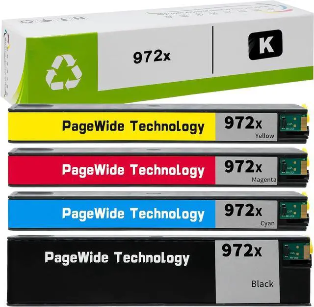 Main image of 972X Ink Cartridges Replacement for HP 972 X Ink Cartridge, Works with HP Pagewide MFP P57750DW Pro 452dn 452dw 552dw 477dw 577dw Printer 4-Pack, Black & Cyan Magenta Yellow