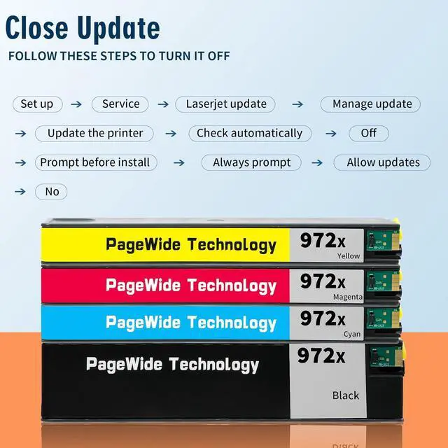Alt view image 6 of 7 - 972X Ink Cartridges Replacement for HP 972 X Ink Cartridge, Works with HP Pagewide MFP P57750DW Pro 452dn 452dw 552dw 477dw 577dw Printer 4-Pack, Black & Cyan Magenta Yellow
