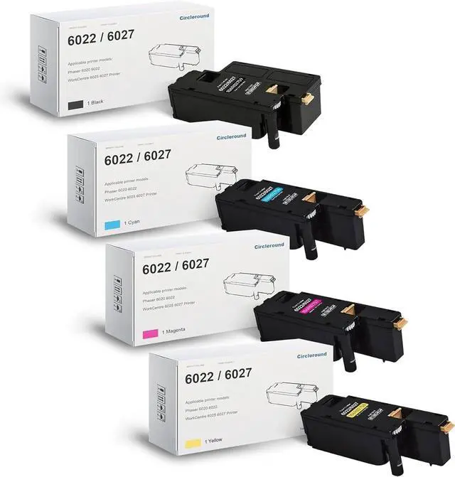 Main image of 6022/6027 ( Black / Cyan / Magenta / Yellow ) Toner Cartridges 4 Pack - 106R02759 106R02756 106R02757 106R02758 Toner Cartridges Replacement for Xerox Phaser 6020 6022 WorkCentre 6025 6027 Printer