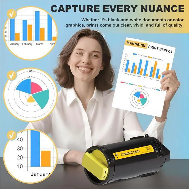 Alt view image 4 of 6 - VersaLink C500 / C505 High Capacity Toner Cartridge (1-Pack, Yellow): 106R03865 Toner Cartridge Replacement for Xerox VersaLink C500 C500N C500DN C505 C505N C505DN Printer