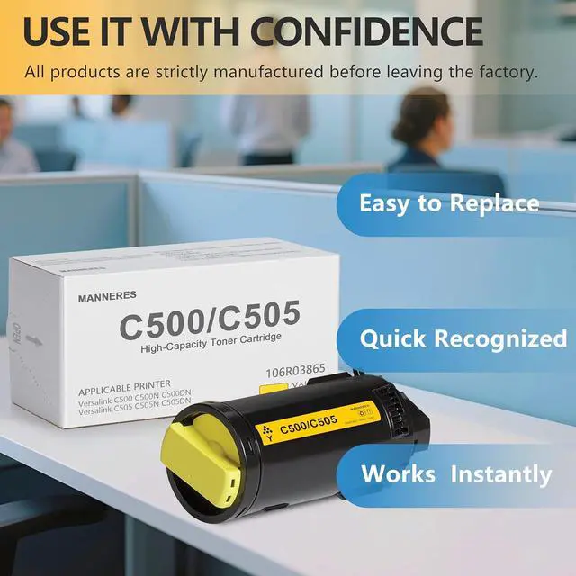 Alt view image 5 of 6 - VersaLink C500 / C505 High Capacity Toner Cartridge (1-Pack, Yellow): 106R03865 Toner Cartridge Replacement for Xerox VersaLink C500 C500N C500DN C505 C505N C505DN Printer