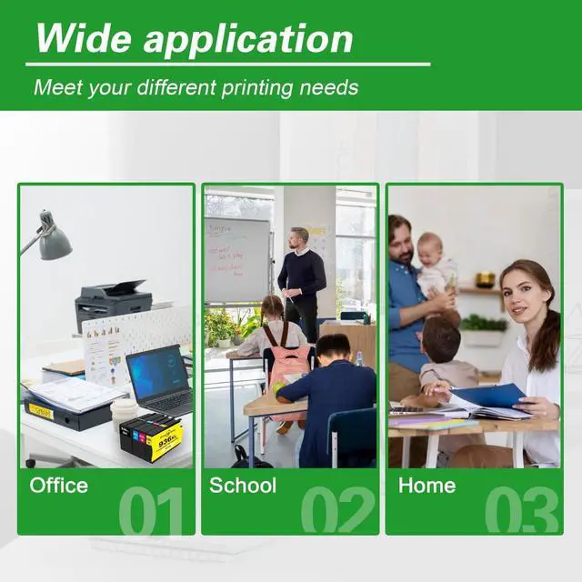 Alt view image 6 of 6 - 936XL 936e Ink Cartridges (4-Pack, Black/Cyan/Magenta/Yellow) Compatible Ink Replacement for HP 936XL 936e 936 Ink Work with OfficeJet Pro 9110 9120 9122 9125 9128 9130 9135 9730