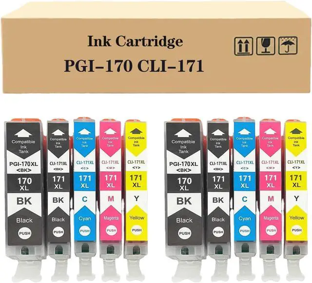 Main image of PGI-170 XL CLI-171 XL 170 171 Ink Cartridge Compatible Replacement for Canon MG5710 MG6810 MG7710 TS5010 TS6010 TS8010 TS9010 Printers 2 Set