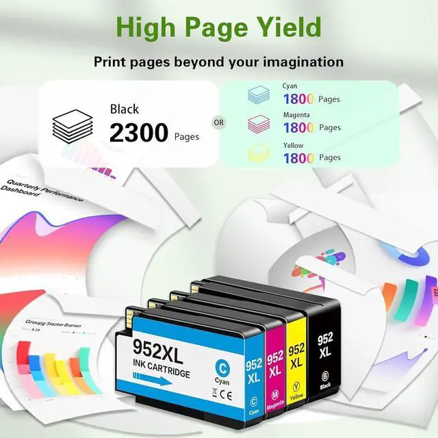 Alt view image 3 of 7 - 952 952XL Ink Cartridges Black Color Compatible for HP 952XL Ink Cartridges Combo Pack Compatible for HP 952XL 952 XL fit for Officejet Pro 8710 7740 8720 8210 8715 8740 8725 8702 8703,4 Pack