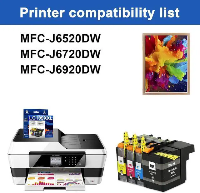 Alt view image 2 of 7 - LC109XXL Super High Yield Ink Cartridges Replacement for Brother LC109 Inkjet MFCJ6520DW MFCJ6720DW MFCJ6920DW Printer(4-Pack, 109BK 105C 105M 105Y)