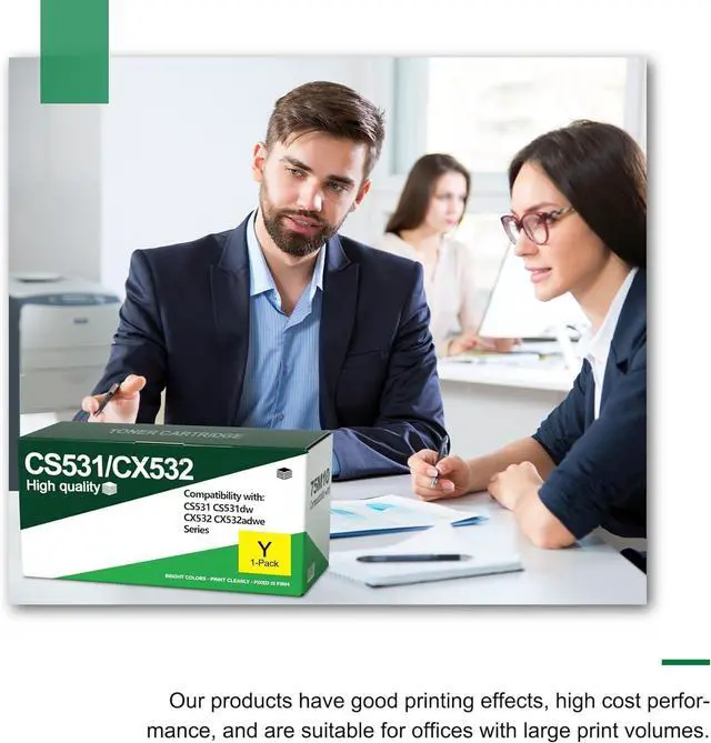 Alt view image 6 of 7 - CS531 CX532 Toner Cartridge 2,500 Pages 75M10Y0 Replacement for Lexmark CS531dw CS632dwe CX532adwe CX635adwe Printer