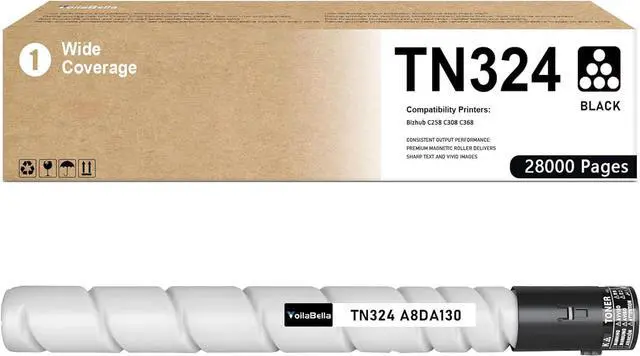 Main image of TN324 Black High Yield Toner Cartridges 1 Pack Replacement for Konica Minolta TN324K A8DA130 Toner Cartridge to use with Bizhub C258 C308 C368 Printer(1 Black)