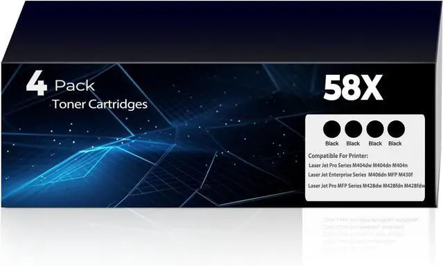 Main image of 58X Toner Cartridge Black Laser Jet Pro M404dw Enterprise M406dn Compatible for HP 58X CF258X Toner Cartridges Replacement Pro M404dw M406dn M404dn M404n Printer(4 Black)