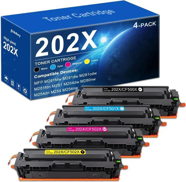 Main image of 202X Toner Cartridge High Yield Replacement for HP 202X 202A Works with Pro MFP M281fdw M281fdn M281cdw M281 Pro M254dw M254nw M254dn M254 Printer 4-Pack(B/C/Y/M)