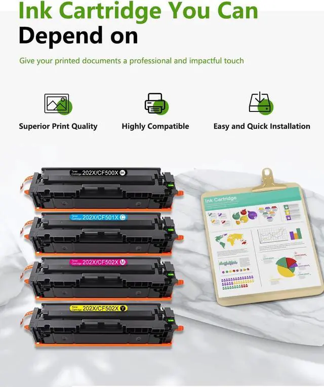 Alt view image 6 of 6 - 202X Toner Cartridge High Yield Replacement for HP 202X 202A Works with Pro MFP M281fdw M281fdn M281cdw M281 Pro M254dw M254nw M254dn M254 Printer 4-Pack(B/C/Y/M)