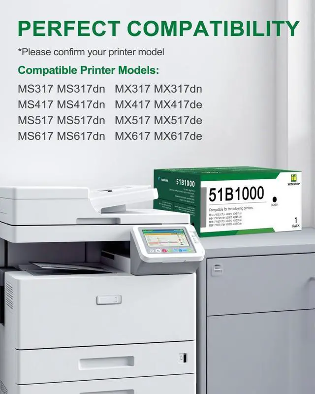 Alt view image 2 of 6 - 51B1000 Black Toner Cartridge 1 Pack: Compatible 51B1000 High Yield Toner Cartridge Replacement for Lexmark MS317 MX317 MS417 MX417 MS517 MX517 MS617 MX617 Series Printer