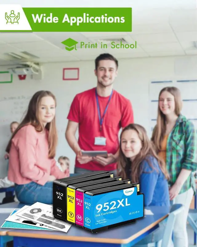 Alt view image 7 of 7 - 952XL Ink Cartridges High Yield (4-Pack, Black/Cyan/Magenta/Yellow) Compatible 952XL Ink Cartridges Replacement for HP OfficeJet Pro 7740 8710 8210 8715 8720 8702 Printer