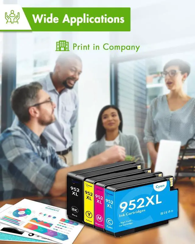 Alt view image 6 of 7 - 952XL Ink Cartridges High Yield (4-Pack, Black/Cyan/Magenta/Yellow) Compatible 952XL Ink Cartridges Replacement for HP OfficeJet Pro 7740 8710 8210 8715 8720 8702 Printer