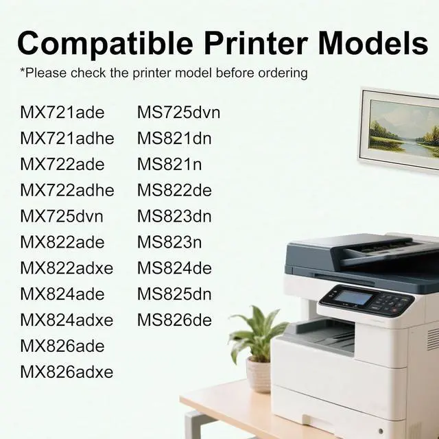 Alt view image 2 of 6 - 58D1000 Black Toner Cartridge 1pack: Compatible 58D1000 Toner Cartridge Replacement for Lexmark MS725dvn MS821dn MS822de MS823dn MS824de MS825dn MS826de MX721ade MX722ade MX822ade Printer