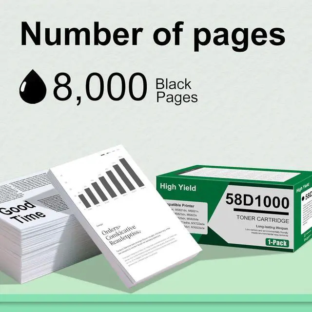 Alt view image 3 of 6 - 58D1000 Black Toner Cartridge 1pack: Compatible 58D1000 Toner Cartridge Replacement for Lexmark MS725dvn MS821dn MS822de MS823dn MS824de MS825dn MS826de MX721ade MX722ade MX822ade Printer