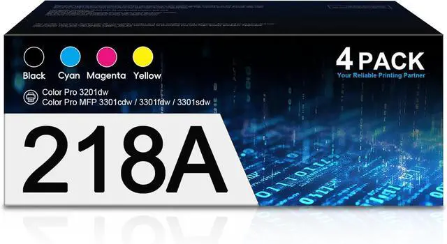Main image of 218A Toner Cartridges 4 Pack 3201dw 3201dw with Chip Replacement for HP 218A 218X Works with Color Pro MFP 3301fdw 3301sdw Printer High Yield W2180A Ink Set (Black Cyan Yellow Magenta)