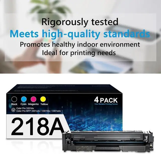 Alt view image 6 of 7 - 218A Toner Cartridges 4 Pack 3201dw 3201dw with Chip Replacement for HP 218A 218X Works with Color Pro MFP 3301fdw 3301sdw Printer High Yield W2180A Ink Set (Black Cyan Yellow Magenta)