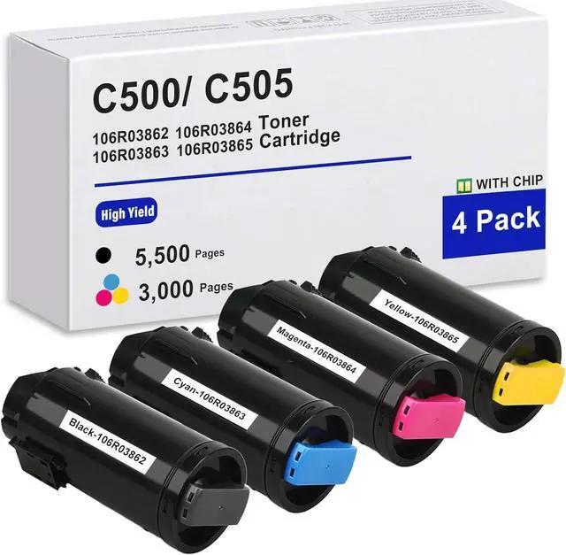 Main image of C500 C505 Toner Cartridges Compatible for Xerox VersaLink C500N C505N C505S C505X C505DN C500DN 106R03862 106R03863 106R03864 106R03865 Printer(4Pck-Black/Cyan/Magenta/Yellow)