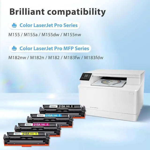 Alt view image 3 of 7 - 215A Toner Cartridges (with Chip) Compatible Replacement for HP 215A W2310A W2311A W2312A W2313A for Color Laserjet Pro MFP M182nw M183fw M155a M155nw Printer (5-Pack, Black Cyan Yellow Magenta)