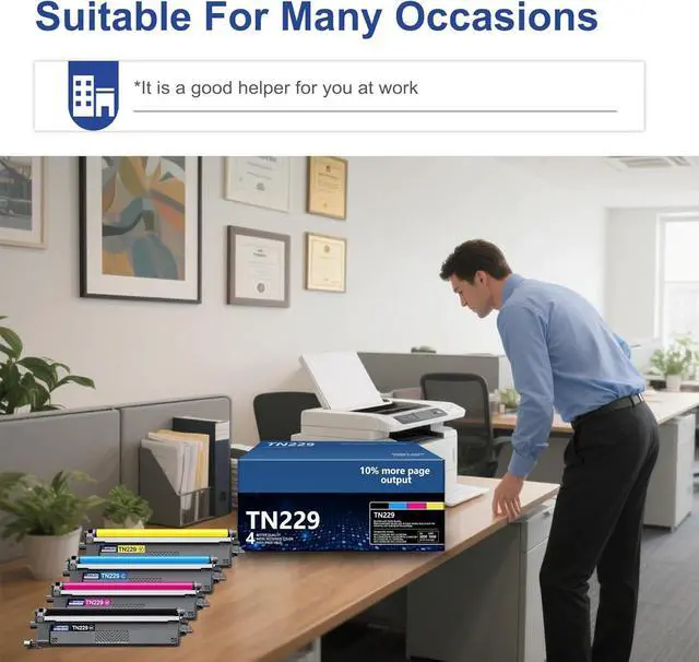 Alt view image 7 of 7 - TN229 TN229BK/C/M/Y Toner Cartridge Replacement for Brother TN-229 Toner Cartridge MFC-L3780CDW HL-L3280CDW MFC-L3720CDW HL-L3220CDW HL-L3295CDW HL-L8245CDW TN2294PK