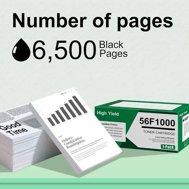 Alt view image 3 of 6 - 56F1000 High Yield Toner Cartridge Replacement for Lexmark 56F1000 Black Toner Cartridge Work for MS321 MS421 MS521 MS621 MS622 MX321 MX421 MX521 MX522 MX622 Laser Printer