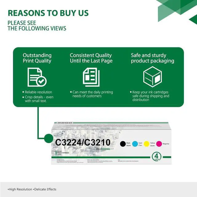 Alt view image 6 of 7 - 4-Pack C3224 C3210K0 Black C3210C0 Cyan C3210M0 Magenta C3210Y0 Yellow Toner Cartridges Replacement for Lexmark C3224 C3210 C3426 Toner for MC3224adwe MC3426i MC3224i C3426dw C3224dw C3326dw Printer