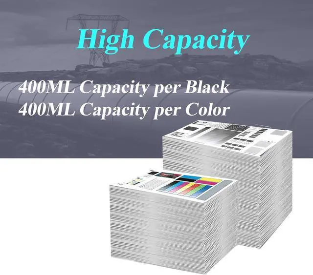 Alt view image 3 of 6 - 843A Ink Cartridge 400-ml Compatible with C1Q57A C1Q58A C1Q59A C1Q60A High Yield Ink Replacemt for HP PageWide XL 4000 4100 4500 4600 5000 5100 Wide Format Printers 4P(BK/C/M/Y)