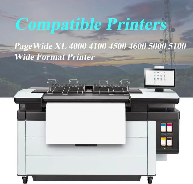 Alt view image 2 of 6 - 843A Ink Cartridge 400-ml Compatible with C1Q57A C1Q58A C1Q59A C1Q60A High Yield Ink Replacemt for HP PageWide XL 4000 4100 4500 4600 5000 5100 Wide Format Printers 4P(BK/C/M/Y)