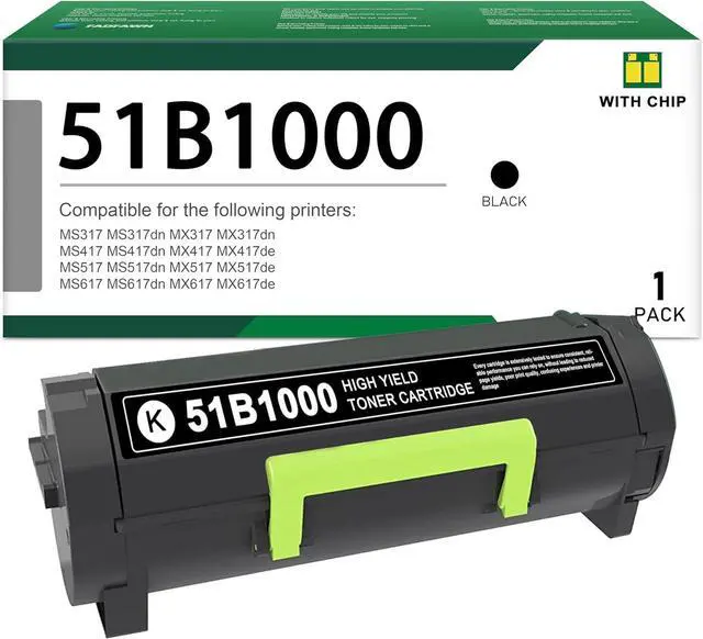 Main image of 51B1000 Black Toner Cartridge 1 Pack: Compatible 51B1000 High Yield Toner Cartridge Replacement for Lexmark MS317 MX317 MS417 MX417 MS517 MX517 MS617 MX617 Series Printer