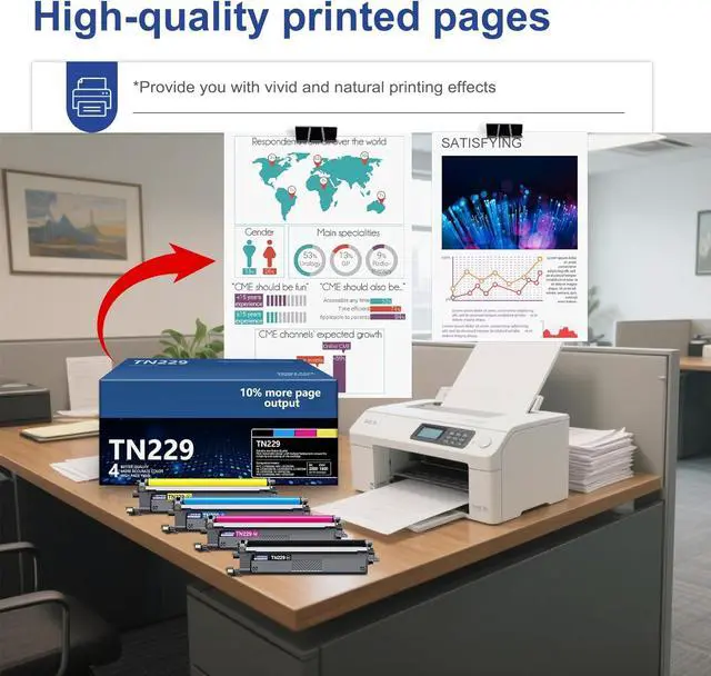 Alt view image 5 of 7 - TN229 TN229BK/C/M/Y Toner Cartridge Replacement for Brother TN-229 Toner Cartridge MFC-L3780CDW HL-L3280CDW MFC-L3720CDW HL-L3220CDW HL-L3295CDW HL-L8245CDW TN2294PK
