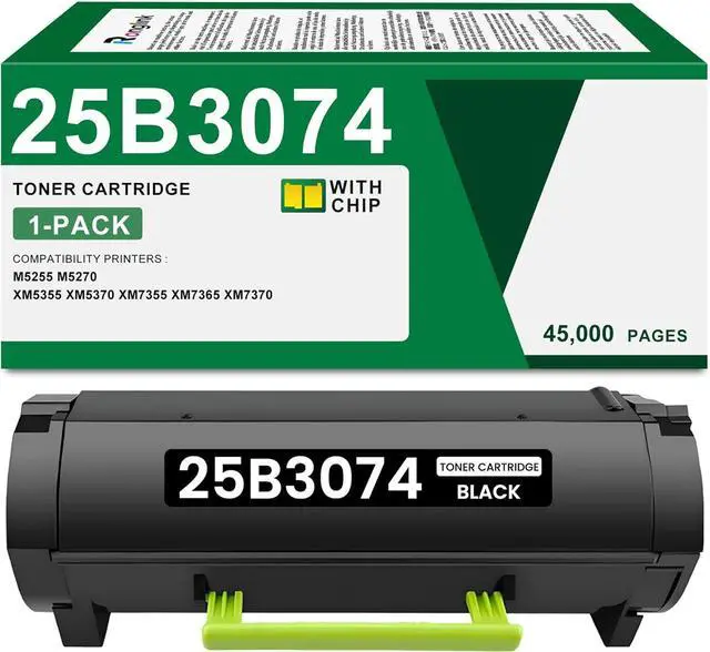 Main image of 25B3074 Black Toner Cartridge (with Chip) Replacement for Lexmark 25B3074 Toner Cartridge High Yield Works with M5255 M5270 XM5355 XM5370 XM7355 XM7365 XM7370 Printer (1 Pack, 45,000 Pages)