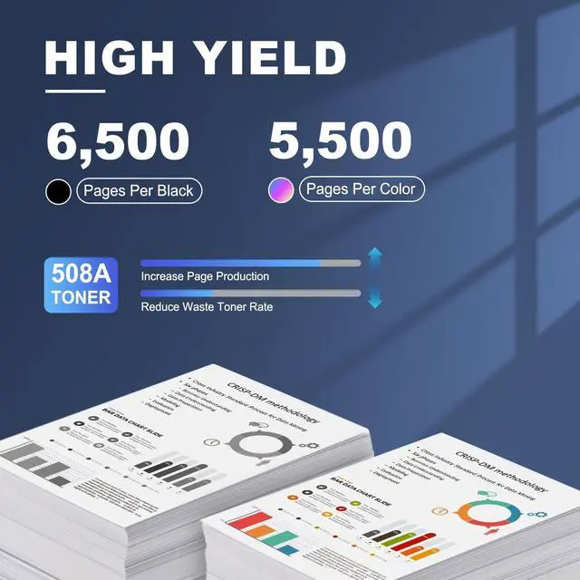 Alt view image 4 of 7 - 508A Toner Cartridges 4-Pack (BK/C/M/Y) Replacement for HP 508A Toner & 508A Ink, Compatible with Enterprise M552, M553, M553dn, MFP M577 M577dn Series Printer (CF360A, CF361A, CF362A, CF363A)