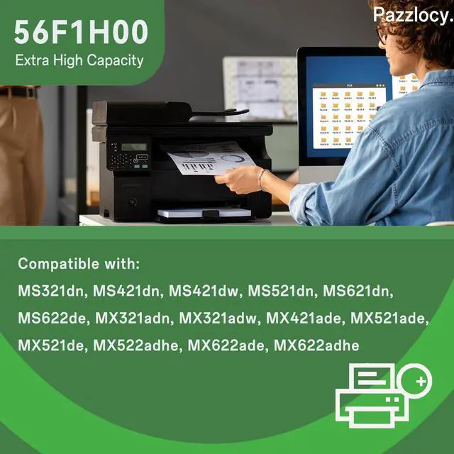 Alt view image 2 of 6 - 56F1H00 Toner Cartridges Compatible for Lexmark 56F1H00 56F1000 High Yield Black Toner for MS321, MS421, MS521, MS621, MS622, MX321, MX421, MX521, MX522, MX622 Laser Printer15000 Pages