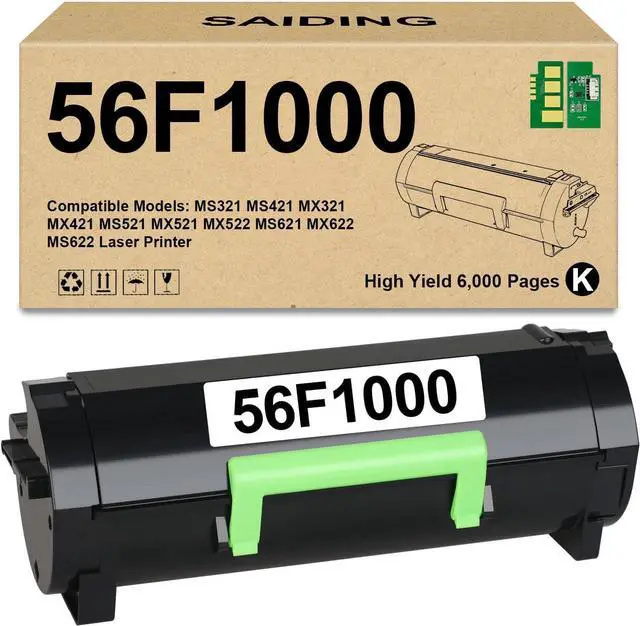Main image of 56F1000 56F000G Black Toner Cartridge with New Chip Compatible for Lexmark MS321 MS421 MX321 MX421 MS521 MX521 MX522 MS621 MX622 MS622 Laser Printer(1-Pack)