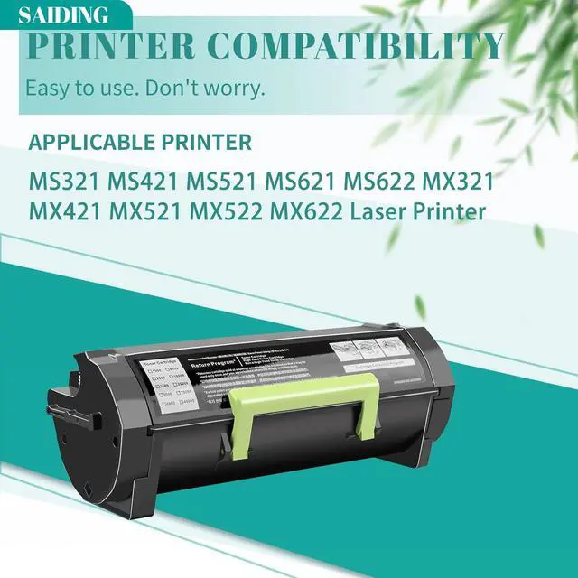 Alt view image 2 of 6 - 56F1000 56F000G Black Toner Cartridge with New Chip Compatible for Lexmark MS321 MS421 MX321 MX421 MS521 MX521 MX522 MS621 MX622 MS622 Laser Printer(1-Pack)