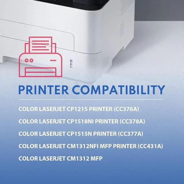 Alt view image 2 of 7 - 125A Toner Cartridge (4-Pack) with Chip Replacement for HP 125A High Yield Toner Color CM1312 MFP CP1215 CM1312nfi MFP CP1515n CP1518ni CP1515 CP1518 Printer | CB540A CB541A CB542A CB543A
