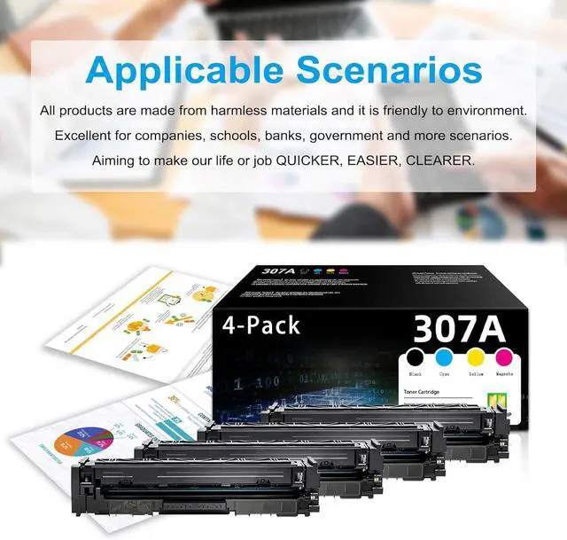 Alt view image 6 of 6 - 307A Toner - Replacement for HP 307A Toner Cartridges Works with Color Professional CP5225 CP5225n CP5225dn Printer | CE740A CE741A CE742A CE743A (4 Pack Set)