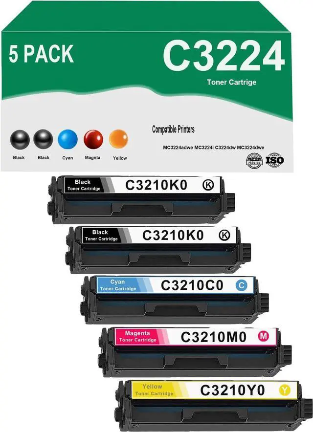 Main image of C3210 C3224 Toner Cartridge Compatible for C3210K0 C3210C0 C3210M0 C3210Y0 Toner Work for C3224 C3326 C3426 MC3224 MC3426 MC3326 Printers (5-Pack 2000 Pages) with Chip